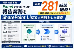 SharePoint ListsとPower Automateで報告業務を改善し年間281時間削減した事例