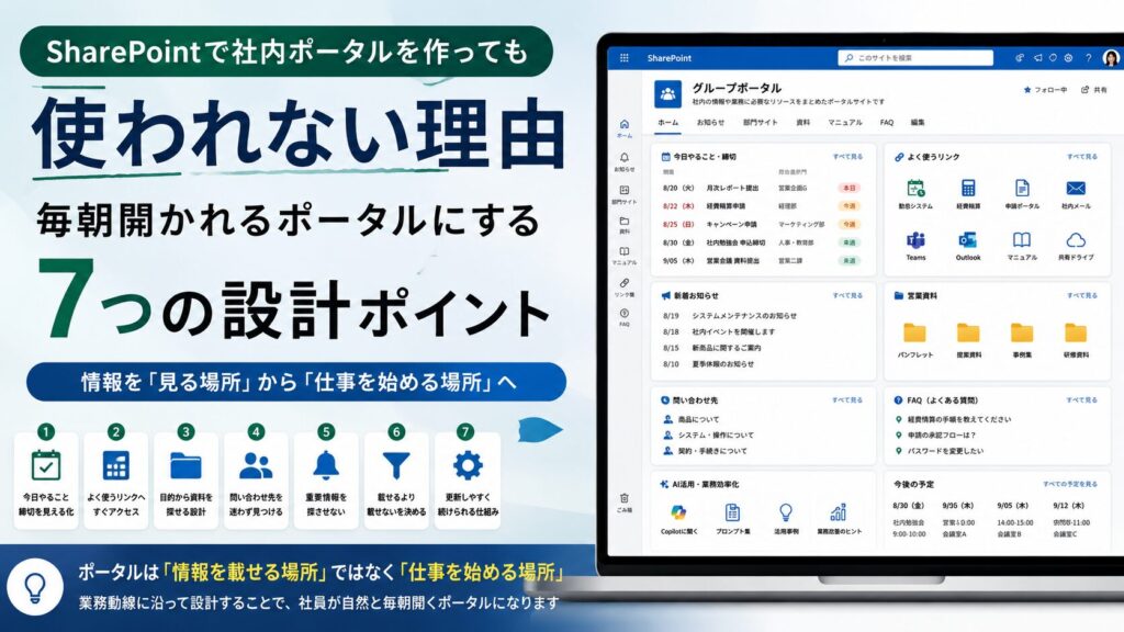 SharePointで社内ポータルを作っても使われない理由｜毎朝開かれるポータルにする7つの設計ポイント