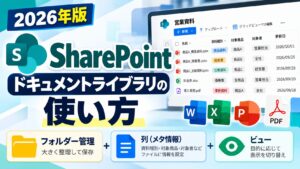 SharePointドキュメントライブラリの使い方を解説。フォルダー管理・列（メタ情報）・ビューの活用方法